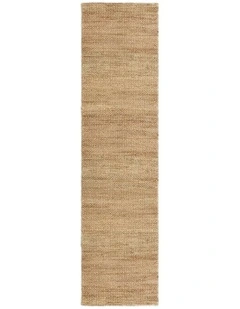 Indigo Braided Jute Runner Rug in Natural Tan