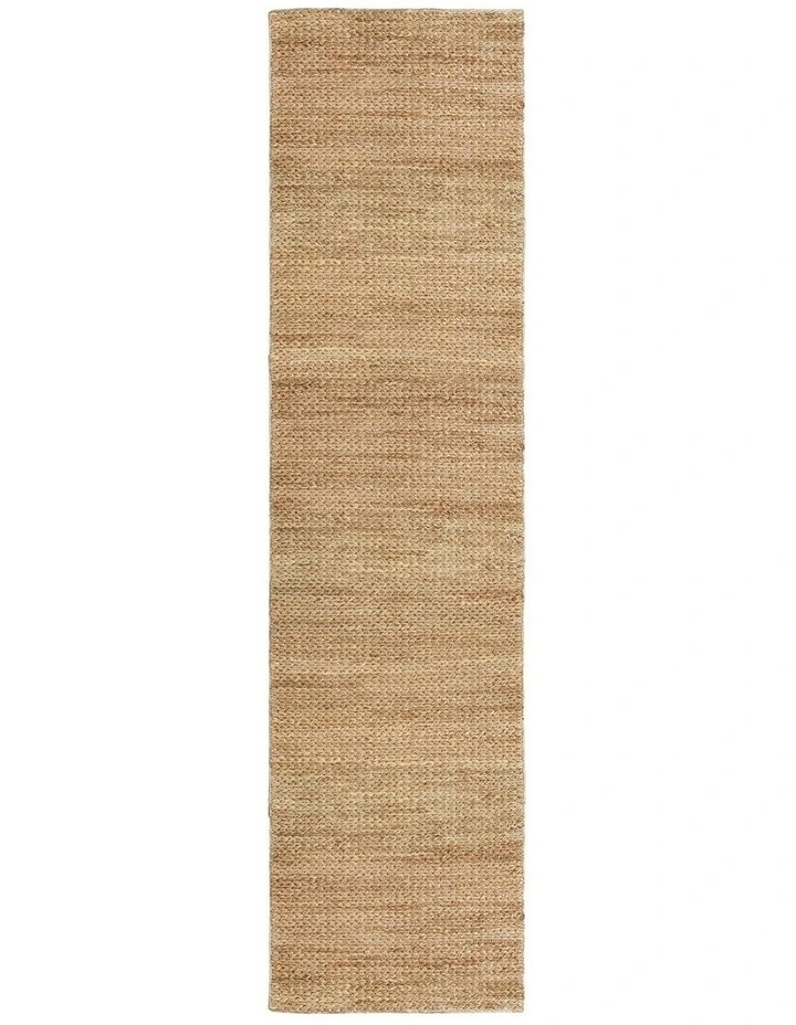 Indigo Braided Jute Runner Rug in Natural Tan image 1