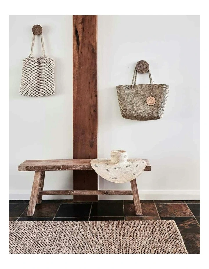 Indigo Braided Jute Runner Rug in Natural Tan image 2