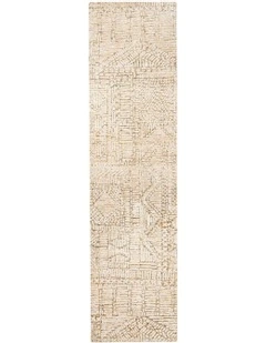 Jordan Geometric Modern Runner Rug in Mustard and Beige