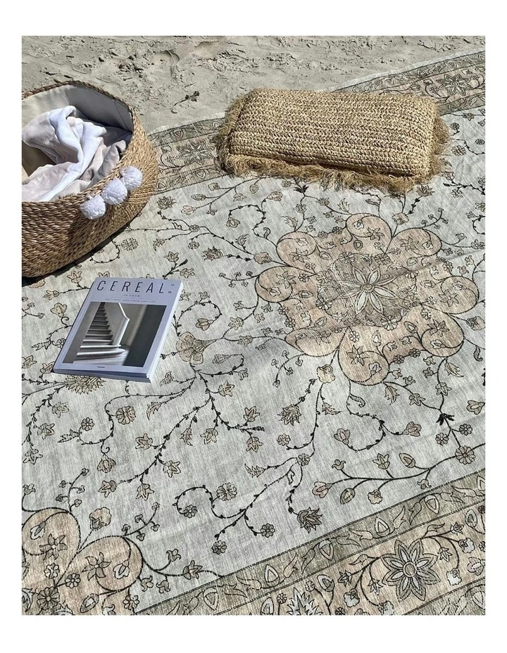 Josie Boho Picnic Rug in Neutral Beige image 6