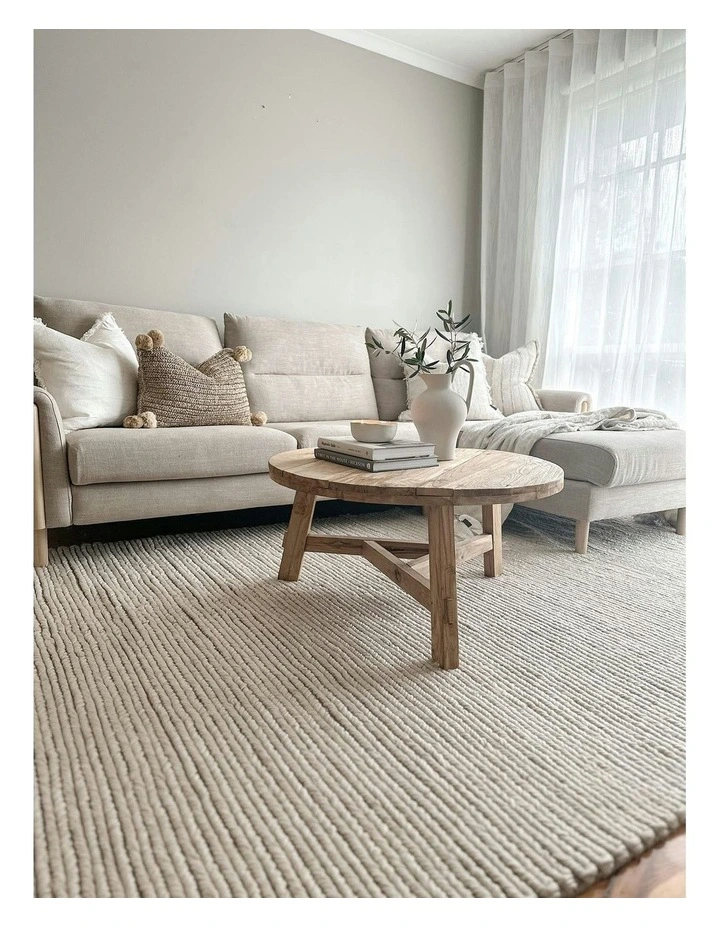 Miss Amara Linnea Herringbone Braided Wool Rug In Beige MYER