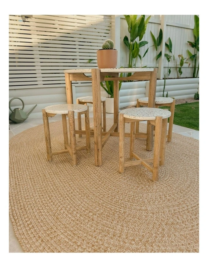 Malia Braided Flatweave Indoor Outdoor Oval Rug in Beige image 2