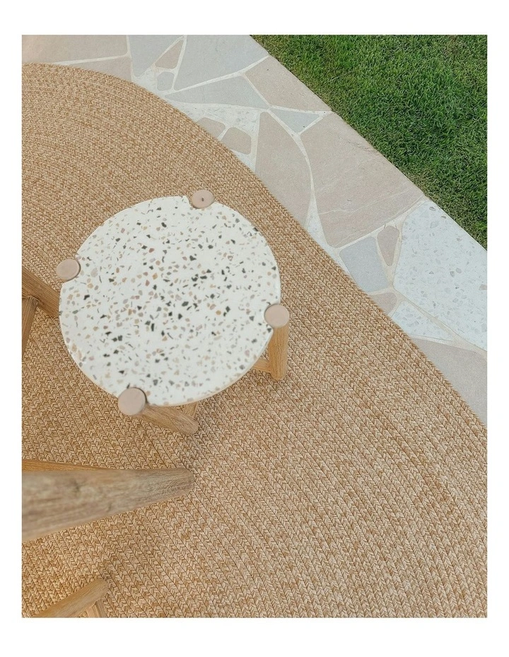 Malia Braided Flatweave Indoor Outdoor Oval Rug in Beige image 3