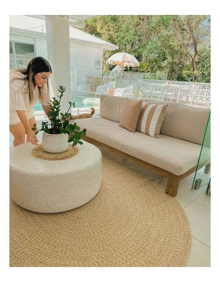 Malia Braided Flatweave Indoor Outdoor Oval Rug in Beige image 4