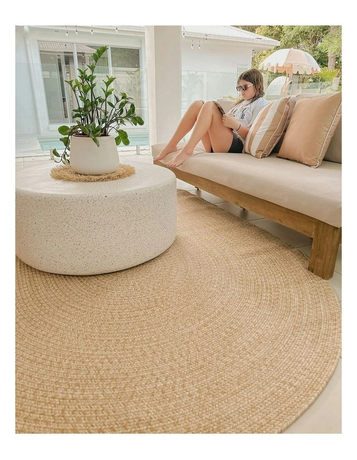 Malia Braided Flatweave Indoor Outdoor Oval Rug in Beige image 5