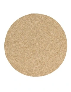 Malia Braided Flatweave Indoor Outdoor Round Rug in Beige