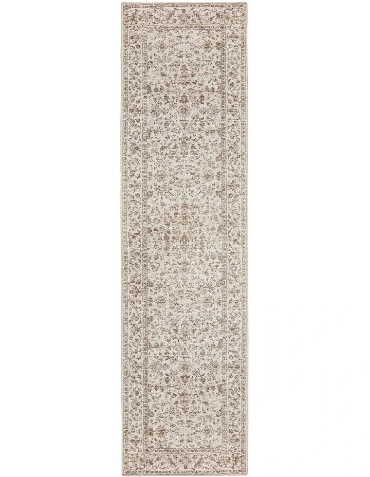 Moselle Floral Distressed Runner Rug in Beige/Brown image 1