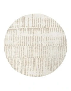 Nahba Textured Tribal Round Rug in Ivory/Cream