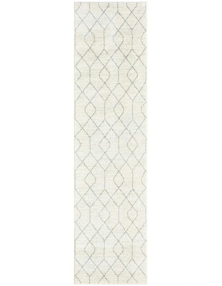 Neda Diamond Pattern Runner Rug in Grey/Ivory image 1