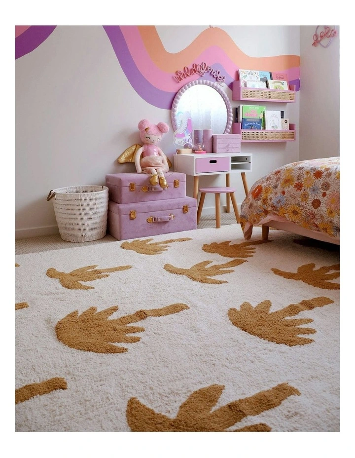 Palm Tree Cotton Washable Rug in Brown image 3