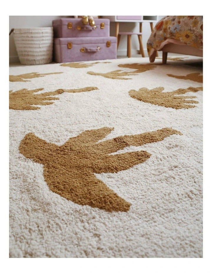 Palm Tree Cotton Washable Rug in Brown image 4