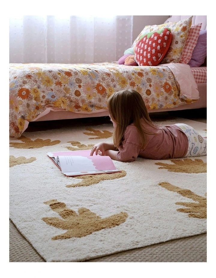 Palm Tree Cotton Washable Rug in Brown image 5