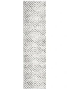 Sarita Geometric Textured Runner Rug in Grey