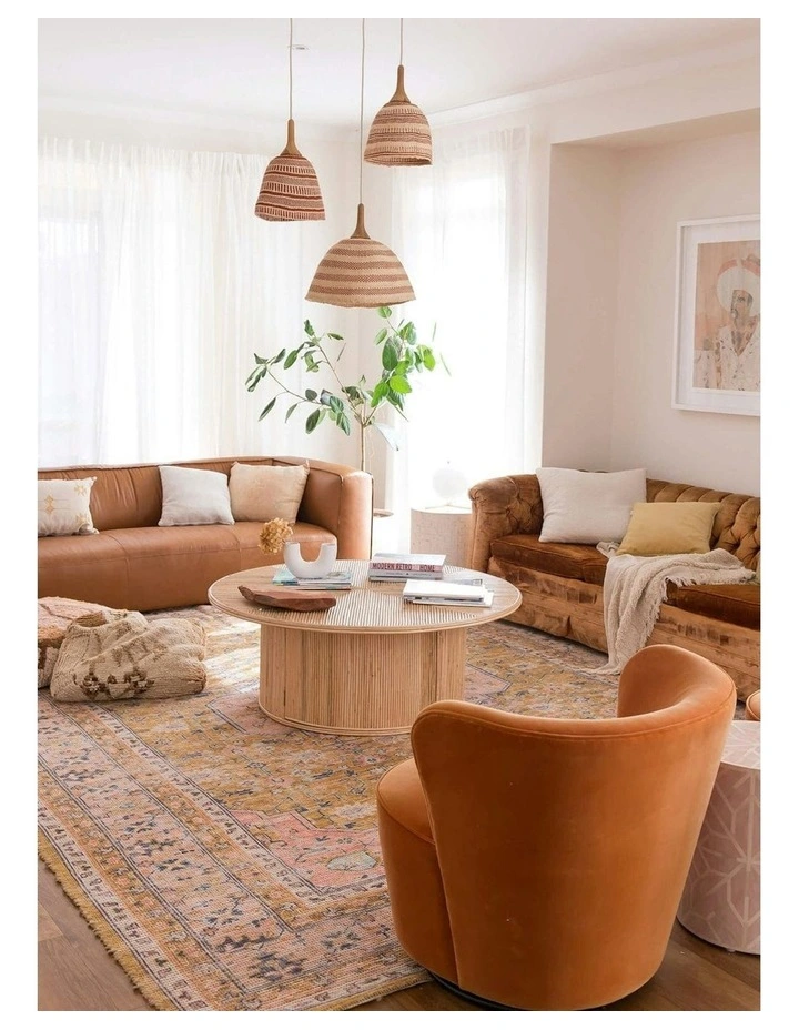 Sissa Floral Distressed Rug in Mustard and Peach image 3