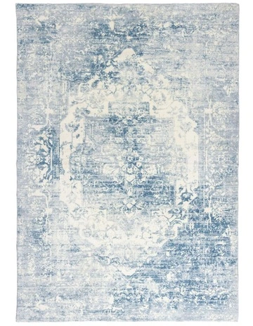 Suri Distressed Washable Rug in Blue and Grey