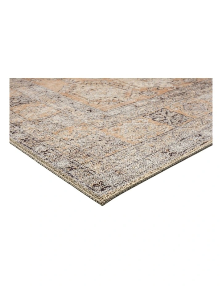Sydelle Traditional Distressed Washable Runner Rug in Brown and Grey image 6