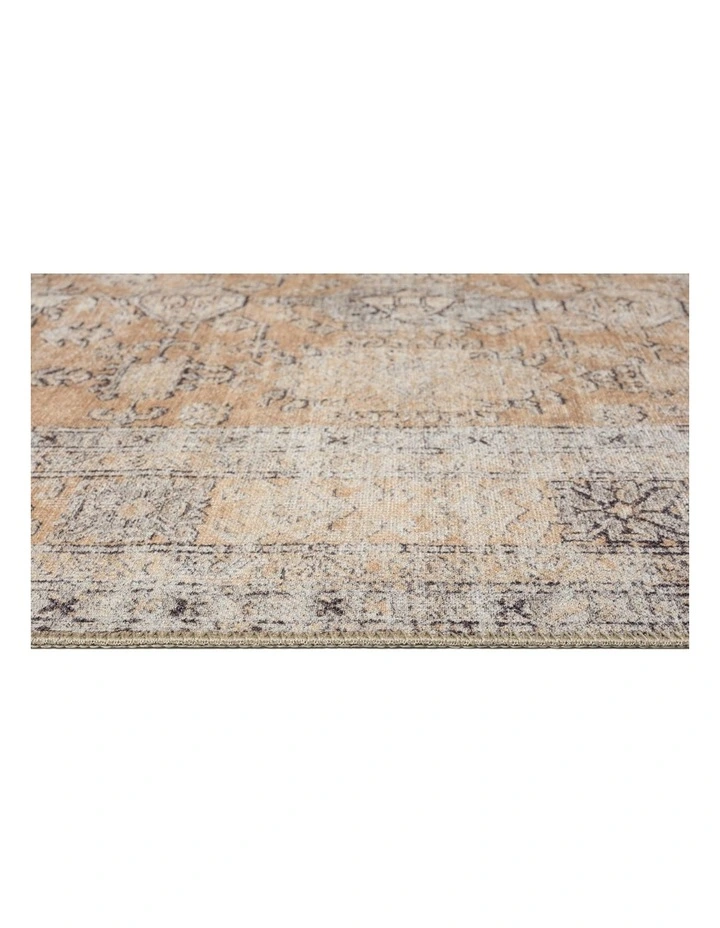 Sydelle Traditional Distressed Washable Runner Rug in Brown and Grey image 7