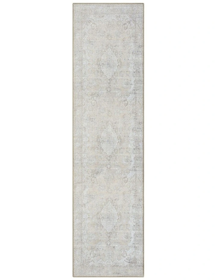 Tinka Traditional Distressed Washable Runner Rug in Beige/Grey image 1