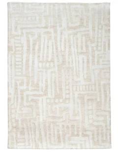Trissa Abstract Tribal Rug in Beige and Ivory
