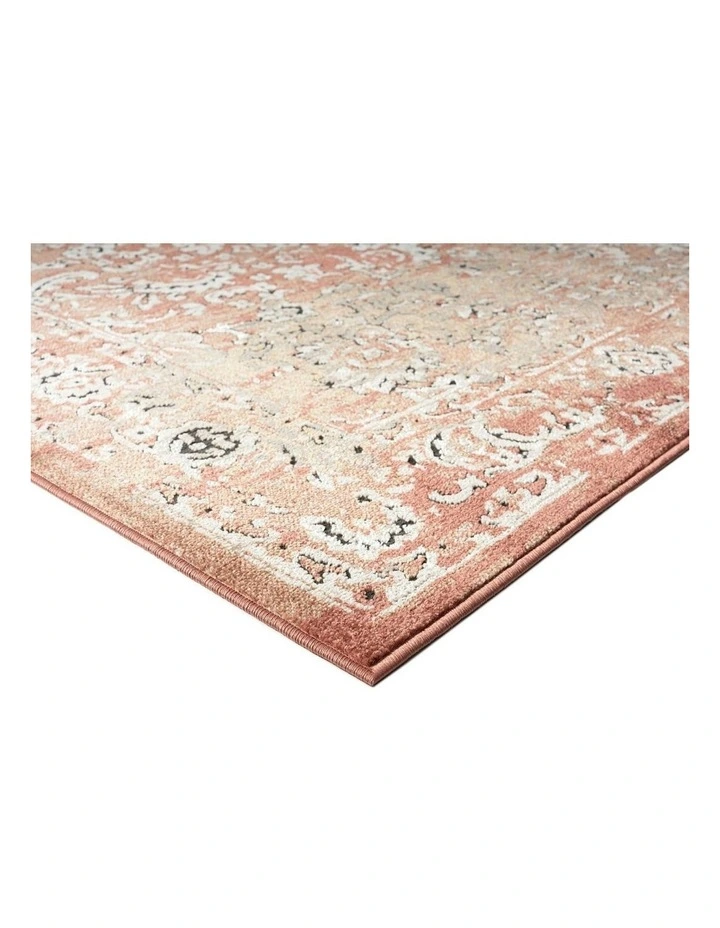 Yolanda Terracotta Transitional Floral Motif Runner Rug in Peach image 5