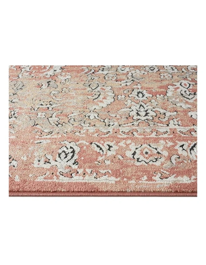 Yolanda Terracotta Transitional Floral Motif Runner Rug in Peach image 6