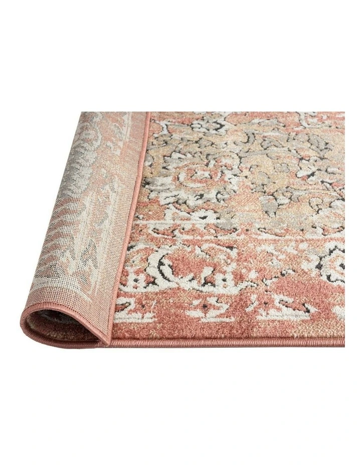 Yolanda Terracotta Transitional Floral Motif Runner Rug in Peach image 7