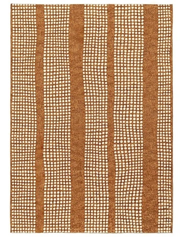 Hazrin Dot Pattern Washable Rug in Brown