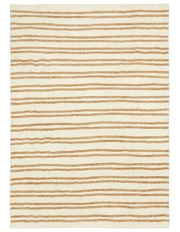 Rhow Neutral Striped Washable Rug in Cream