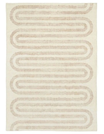 Sargola Curve Pattern Washable Rug in Ivory