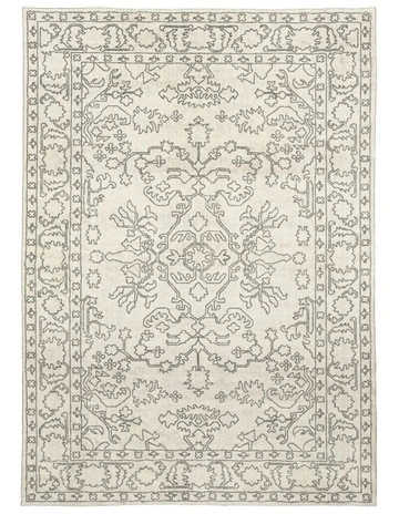 Rosalie Traditional Distressed Washable Rug in Grey/Cream