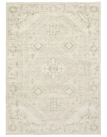 Lucille Cream and Beige Distressed Washable Rug
