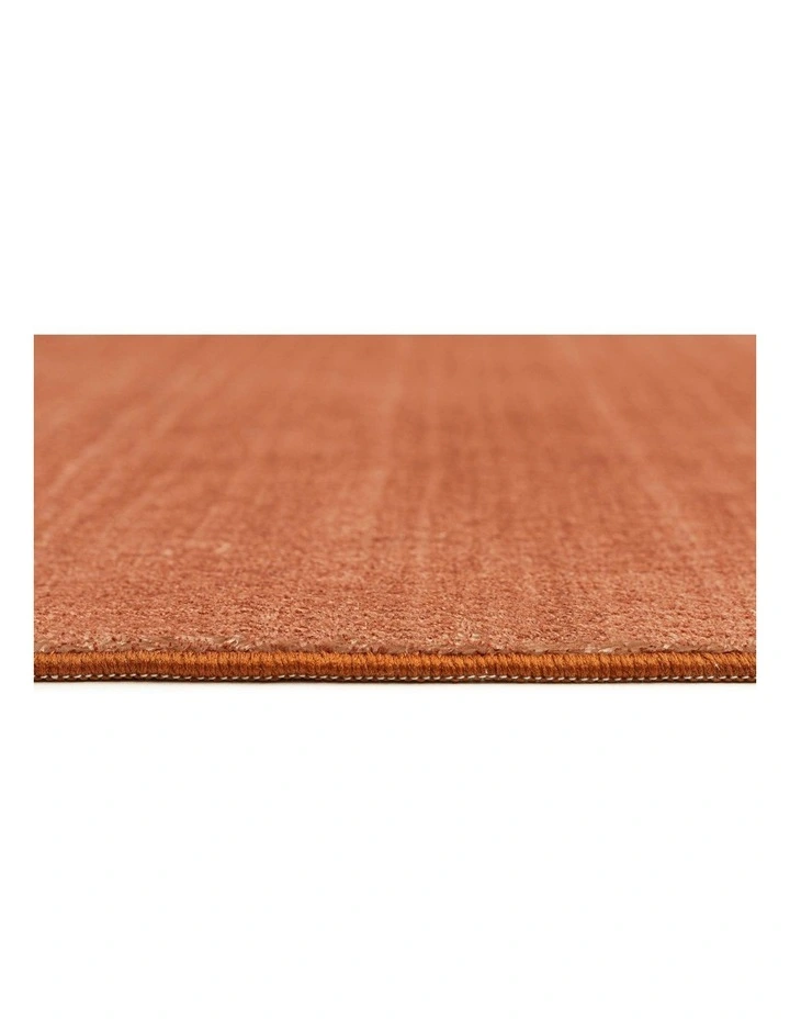Yves Terracotta Orange Minimal Washable Rug in Brown image 5