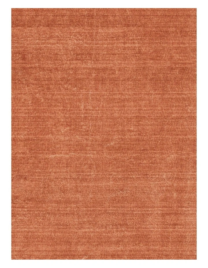 Yves Terracotta Orange Minimal Washable Rug in Brown image 6