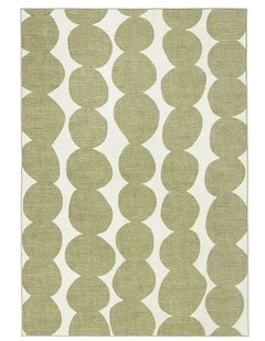 Brynne Indoor Outdoor Washable Rug in Green/Ivory