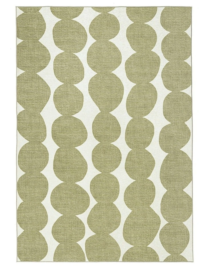 Brynne Indoor Outdoor Washable Rug in Green/Ivory image 1