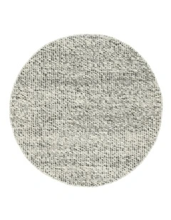 Vaasa Marbled Chunky Wool Round Rug in Grey