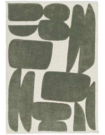 Azibo Abstract Washable Wool Rug in Green