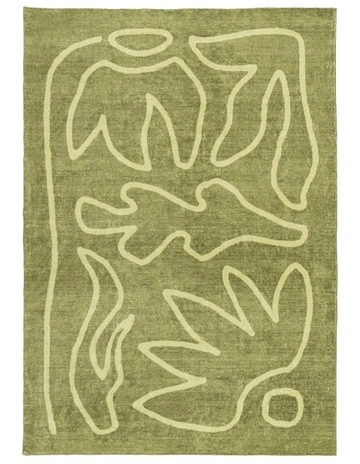 Canali Hand Drawn Washable Rug in Green