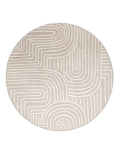 Idra Neutral Abstract Rollie Pollie Round Playmat in Beige
