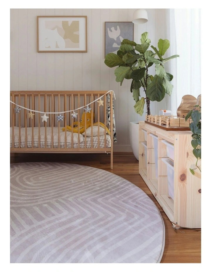 Idra Neutral Abstract Rollie Pollie Round Playmat in Beige image 6
