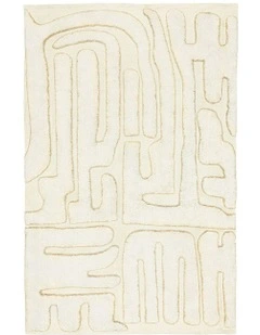 Lola Abstract Cotton Washable Rug in Cream