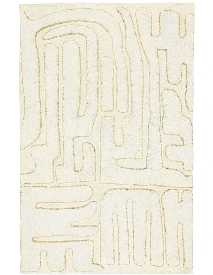 Lola Abstract Cotton Washable Rug in Cream image 1