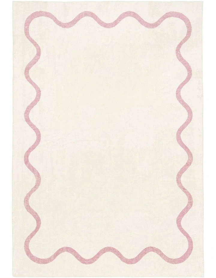 Juliana Wiggle Bordered Washable Rug in Cream image 1