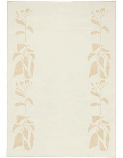 Eugenie Botanical Border Washable Rug in Neutral