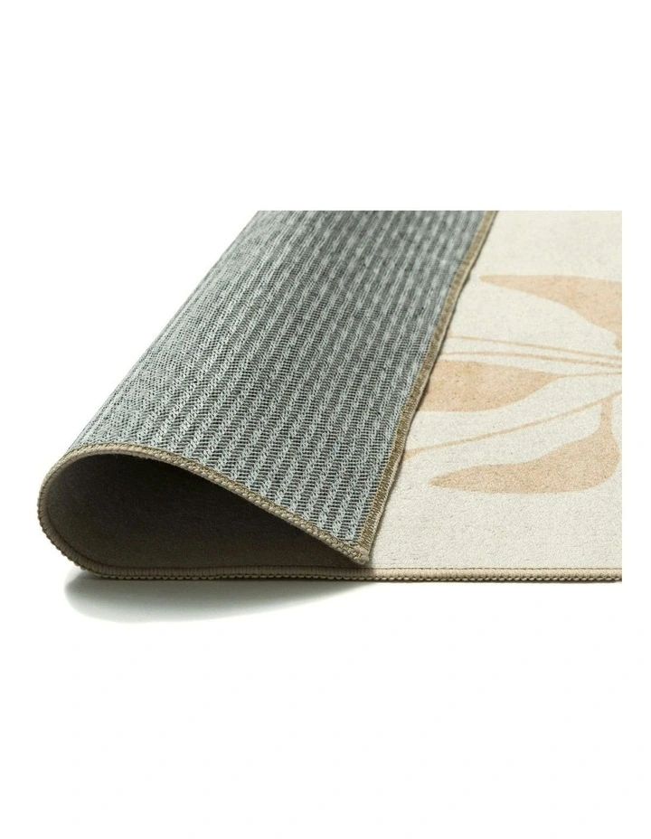 Eugenie Botanical Border Washable Rug in Neutral image 4