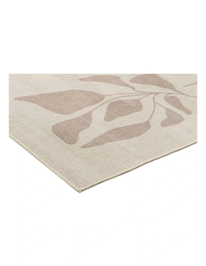 Solange Botanical Border Washable Rug in Brown image 2