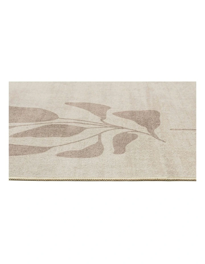 Solange Botanical Border Washable Rug in Brown image 3