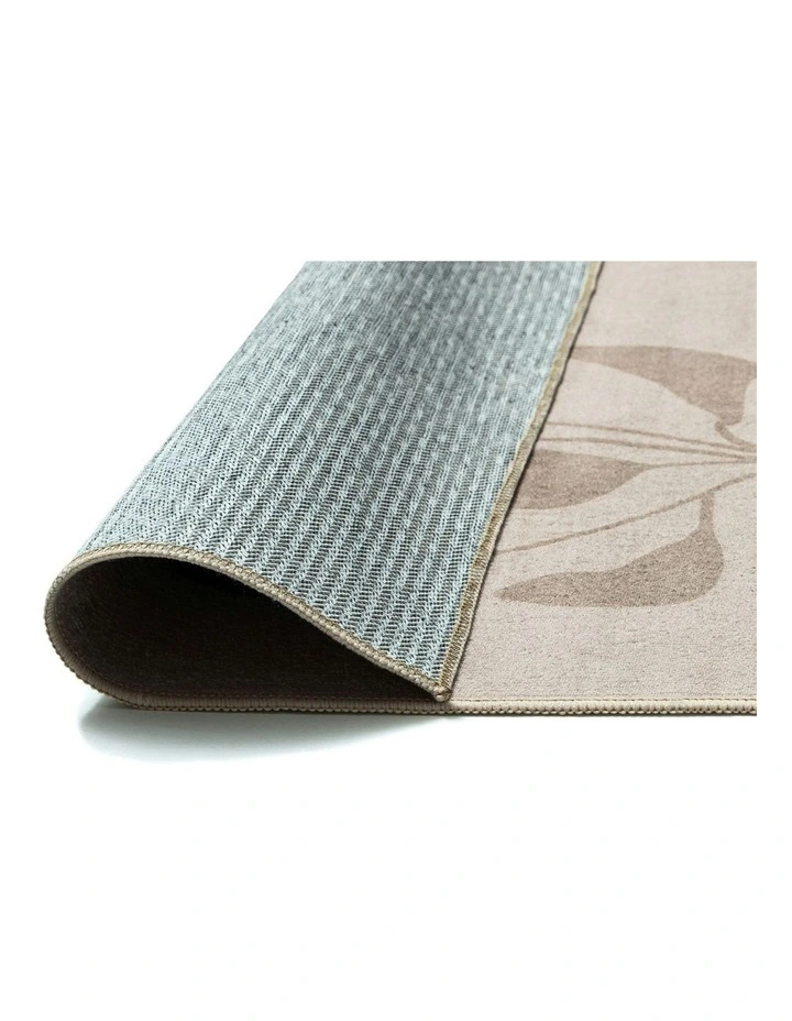 Solange Botanical Border Washable Rug in Brown image 4