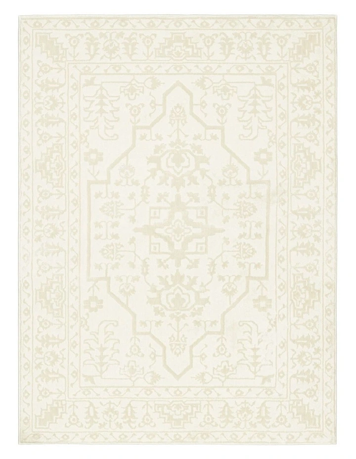 Lianda Medallion Washable Rug in Neutral image 1